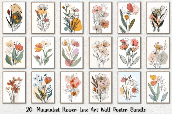 Download Minimalist Flower Line Art Wall Posters - Minimalist Collection